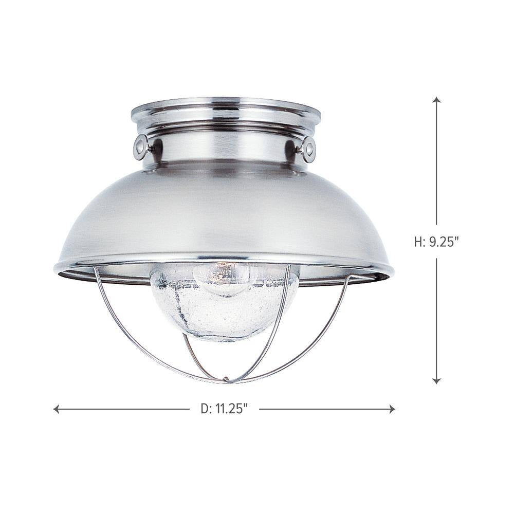 Sebring 1-Light Brushed Stainless Industrial Nautical Outdoor 9.25 In. Ceiling Fixture
