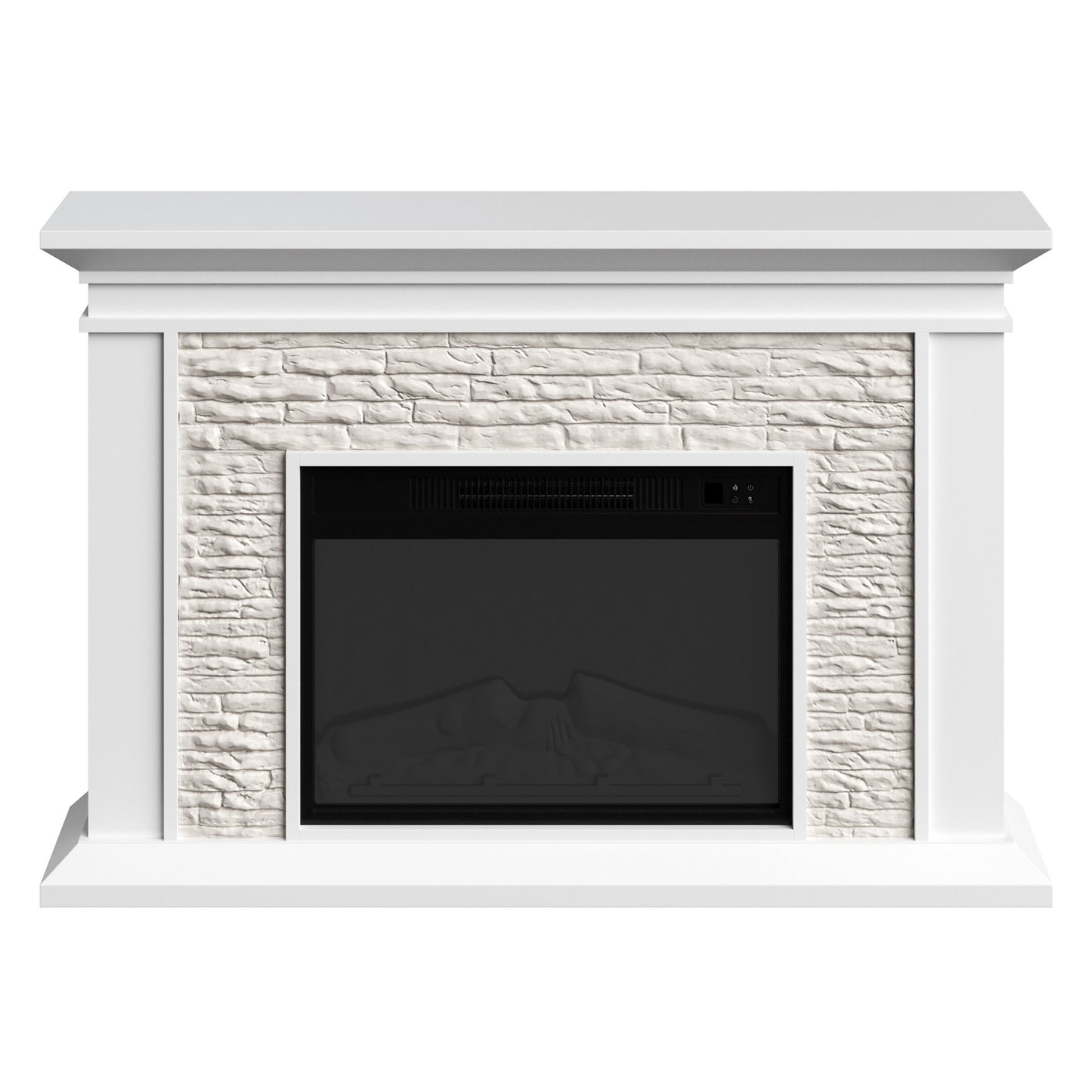 Electric Fireplace with Mantel, White
