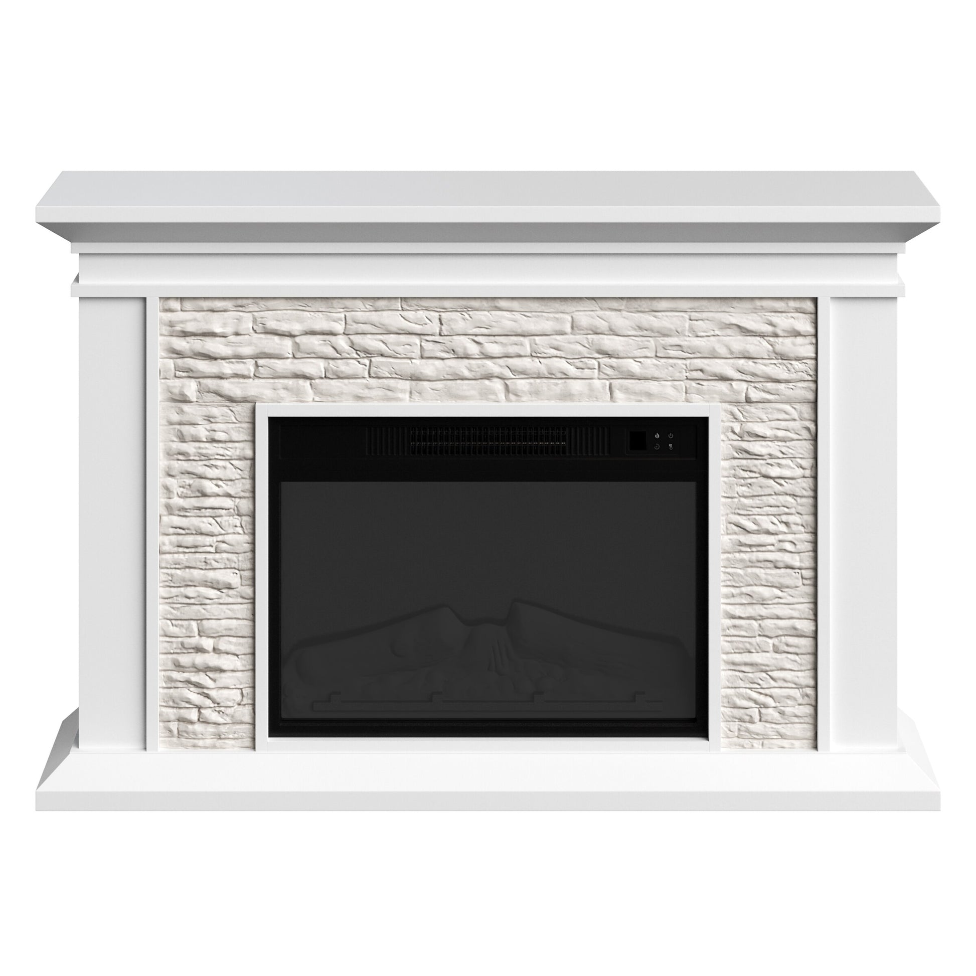 Electric Fireplace with Mantel, White