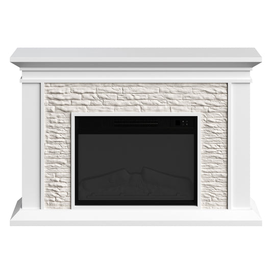 Electric Fireplace with Mantel, White